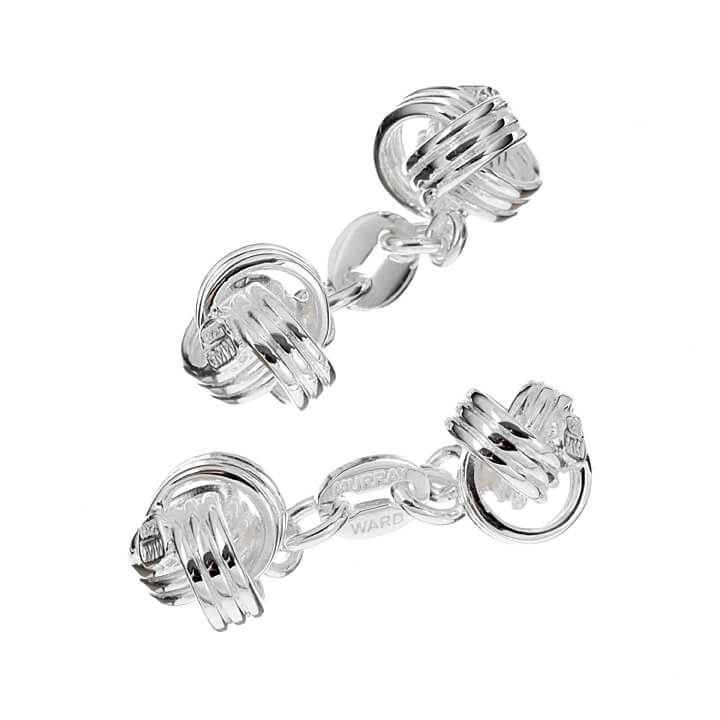 Sterling Silver Double Knot Chain Cufflinks