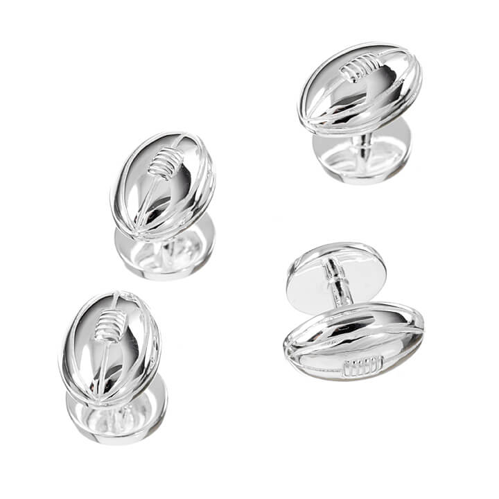 Sterling Silver Rugby Ball Dress Studs