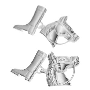 Sterling Silver Riding Boot and Horse Head Cufflinks