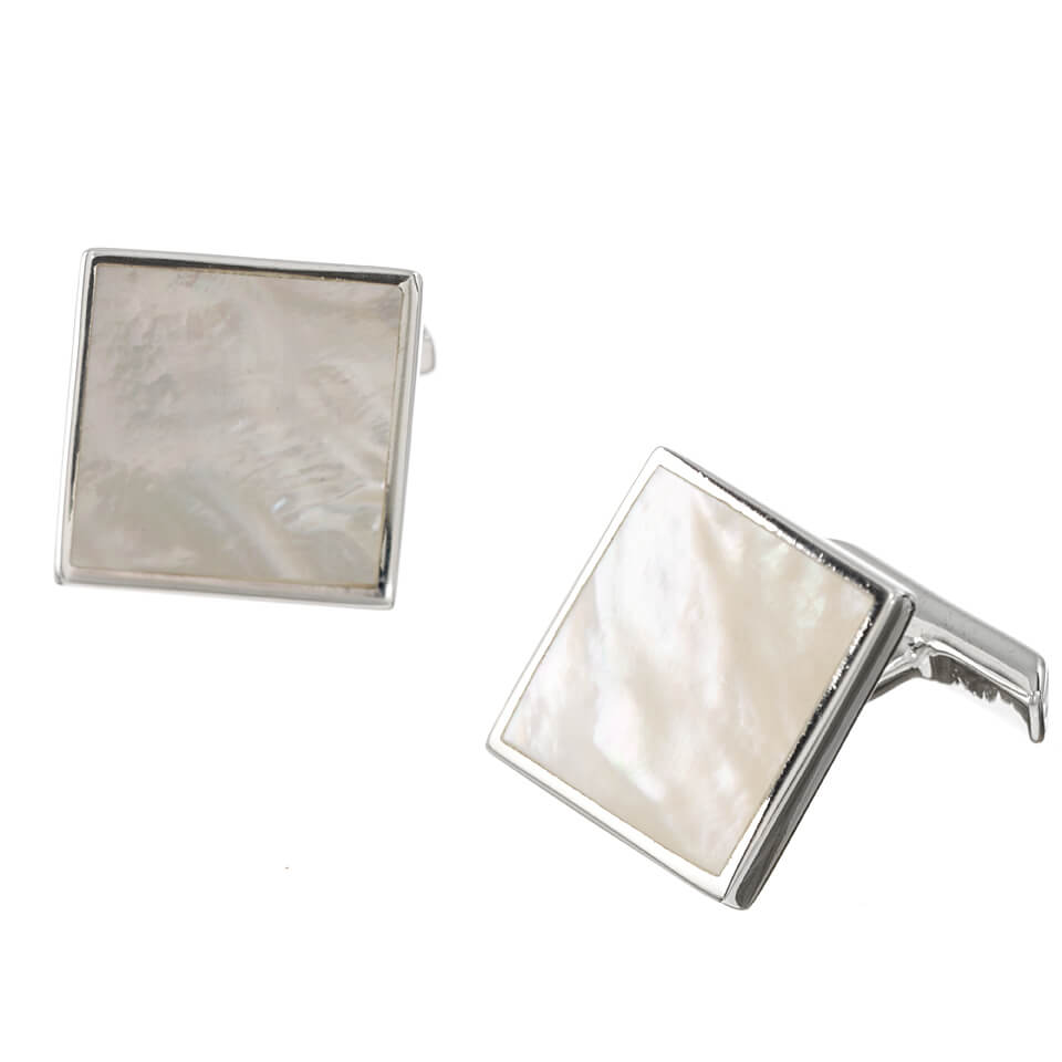 Sterling Silver Square Mother of Pearl Cufflinks