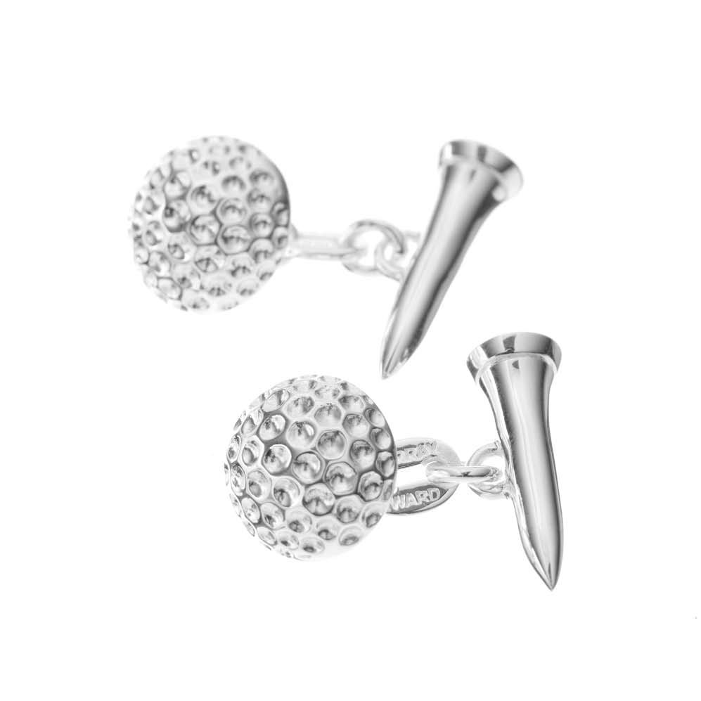 Sterling Silver Golf Ball and Tee Cufflinks