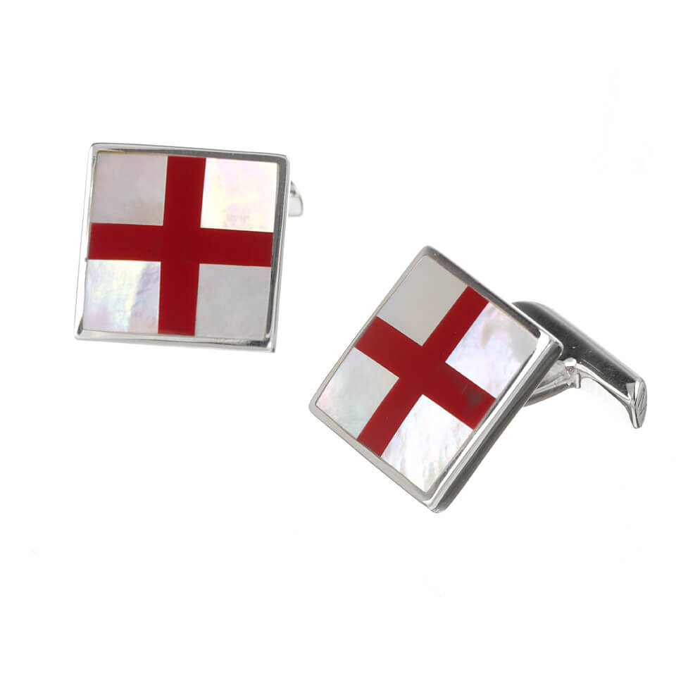 Sterling Silver St Georges Cross Cufflinks 