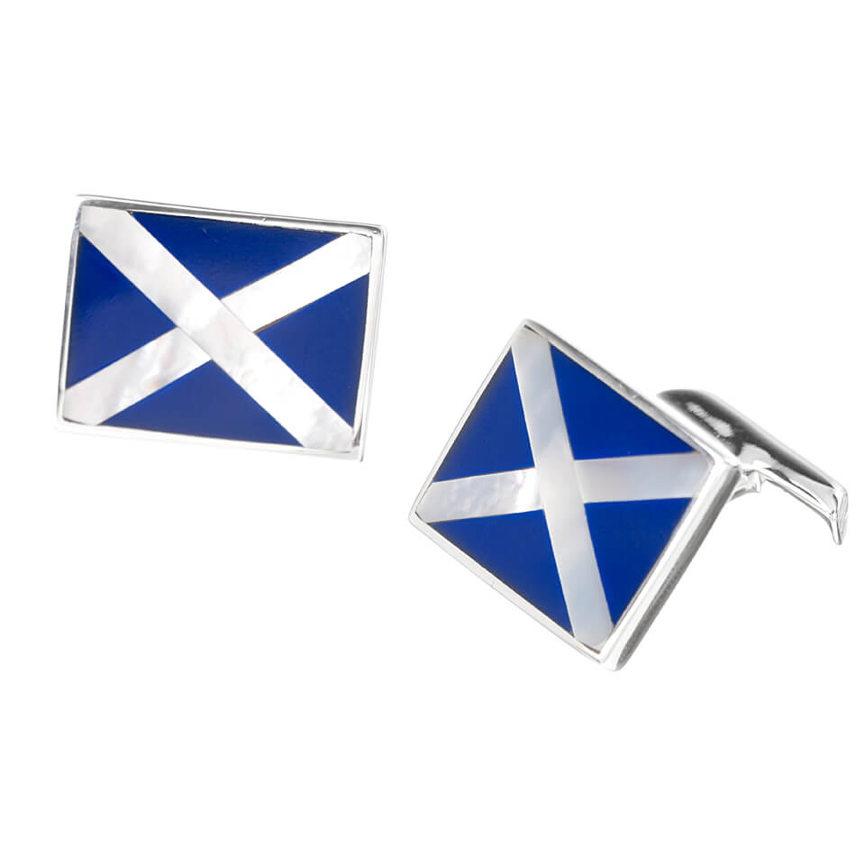 Sterling Silver St Andrews Cross Cufflinks 