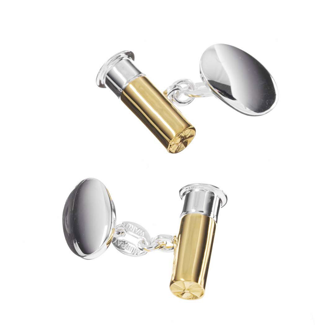 Gun Cartridge Cufflinks in Gunmetal and Gilt