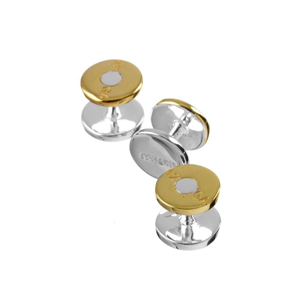 Gold on Sterling Silver Gun Cartridge Dress Studs