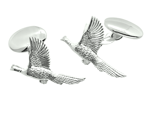 Sterling Silver Flying Pheasant Cufflinks