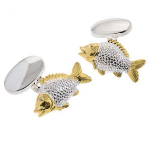 Carp Cufflinks in Gunmetal and Gilt