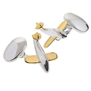 Aeroplane Cufflinks in Gunmetal and Gilt