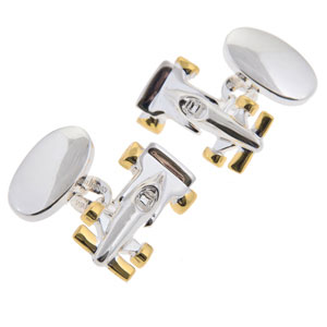 Racing Car Cufflinks in Gunmetal and Gilt