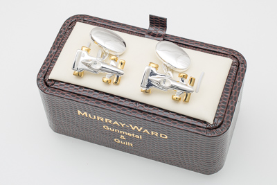 Racing Car Cufflinks in Gunmetal and Gilt