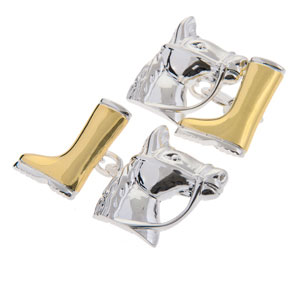 Horse Head and Boot Cufflinks in Gunmetal and Gilt