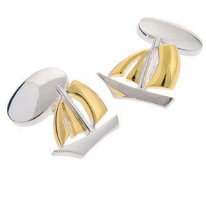 Sailing Boat Cufflinks in Gunmetal and Gilt