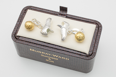 Football Boot and Ball Cufflinks in Gunmetal and Gilt