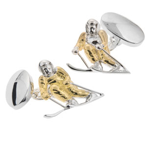 Skier Cufflinks in Gunmetal and Gilt