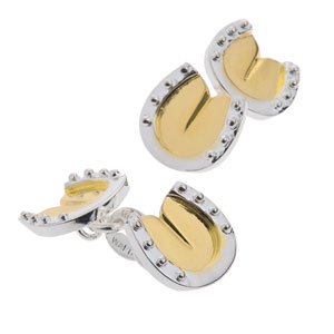 Horse Shoe Cufflinks in Gunmetal and Gilt