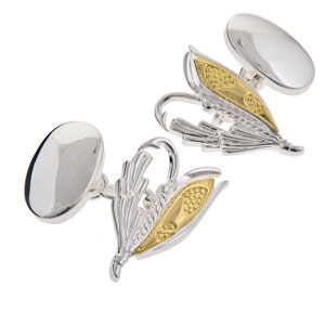 Fly Fishing Cufflinks in Gunmetal and Gilt