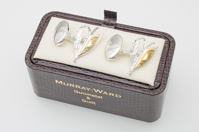 Fly Fishing Cufflinks in Gunmetal and Gilt