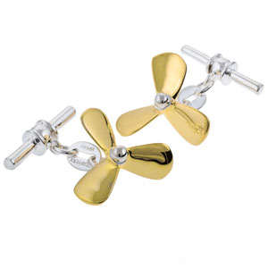 Propeller Cufflinks in Gunmetal and Gilt