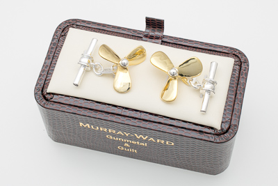 Propeller Cufflinks in Gunmetal and Gilt