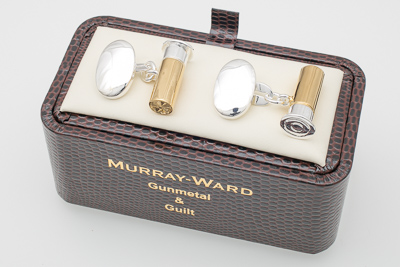 Gun Cartridge Cufflinks in Gunmetal and Gilt