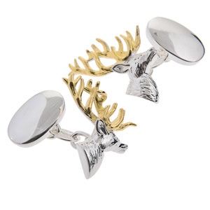 Stags Head Cufflinks in Gunmetal and Gilt