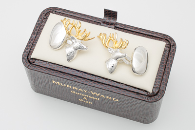 Stags Head Cufflinks in Gunmetal and Gilt