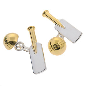 Cricket Bat and Ball Cufflinks in Gunmetal and Gilt