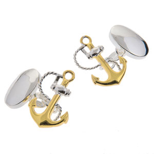 Anchor Cufflinks in Gunmetal and Gilt