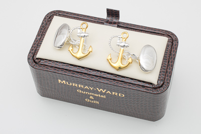 Anchor Cufflinks in Gunmetal and Gilt