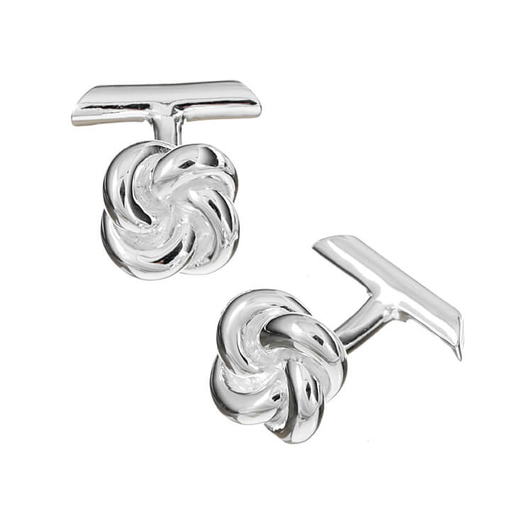 Sterling Silver Single Knot with Bar Cufflinks