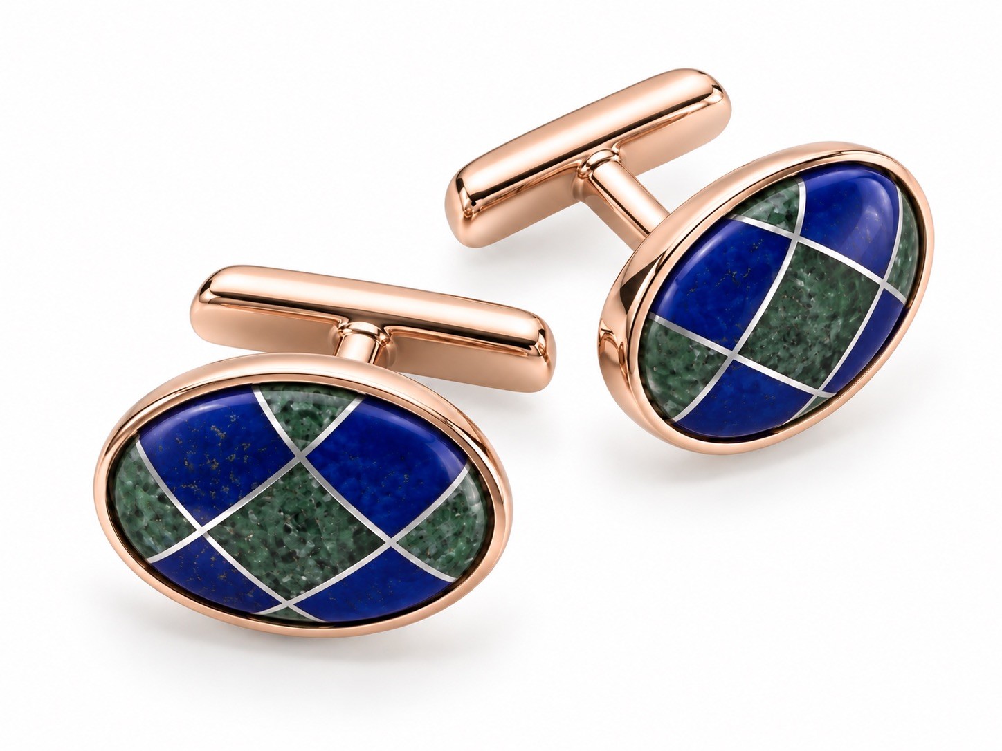 Lapis and Malachite Gold on Sterling Silver cufflinks Lapis and Malachite Gold on Sterling Silver cufflinks