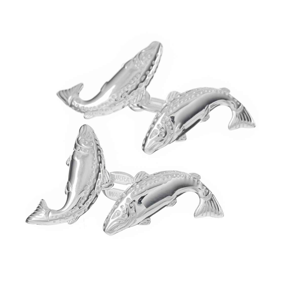 Sterling Silver Double Salmon Cufflinks