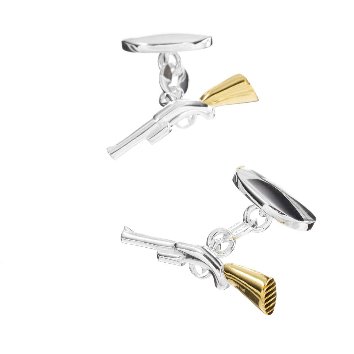 Gold on Sterling Silver Shotgun Cufflinks