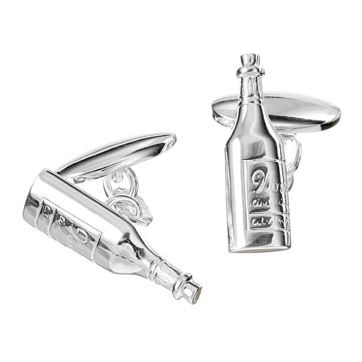 Sterling Silver Wine Bottle Cufflinks