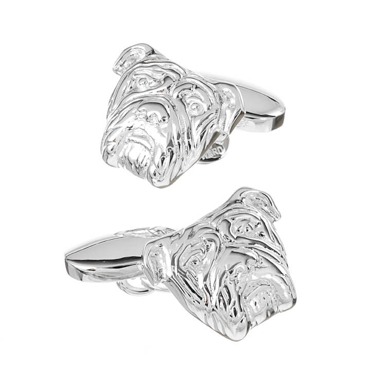 Sterling Silver British Bull Dog Cufflinks