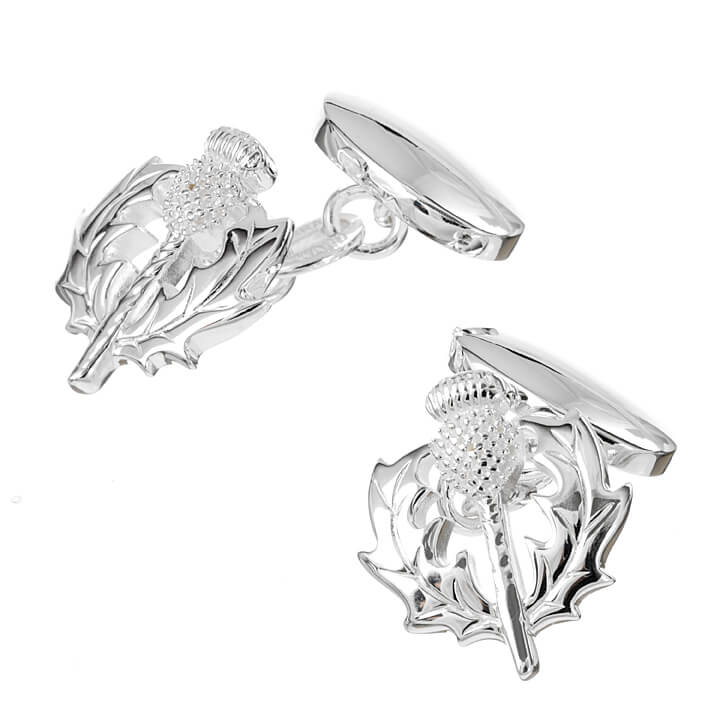 Sterling Silver Scottish Thistle Cufflinks