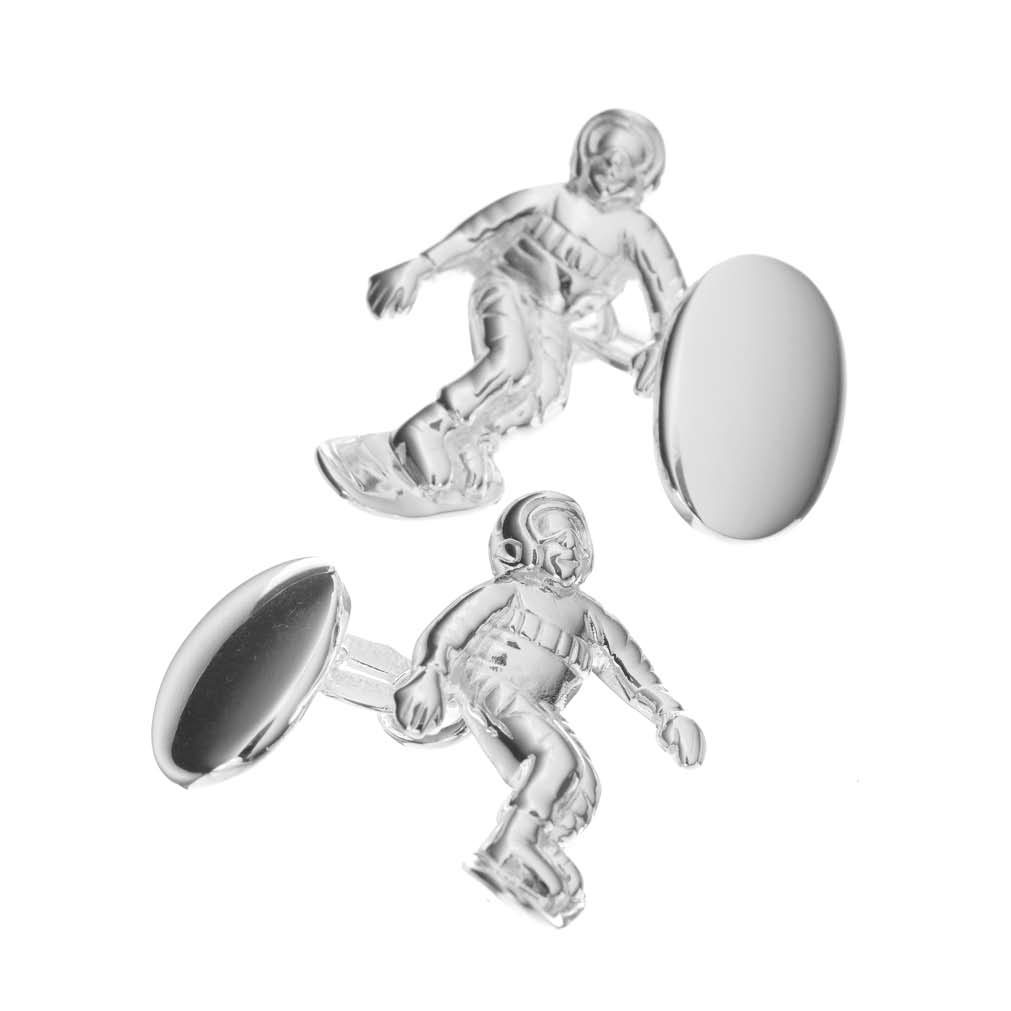 Sterling Silver Snowboarder Cufflinks 