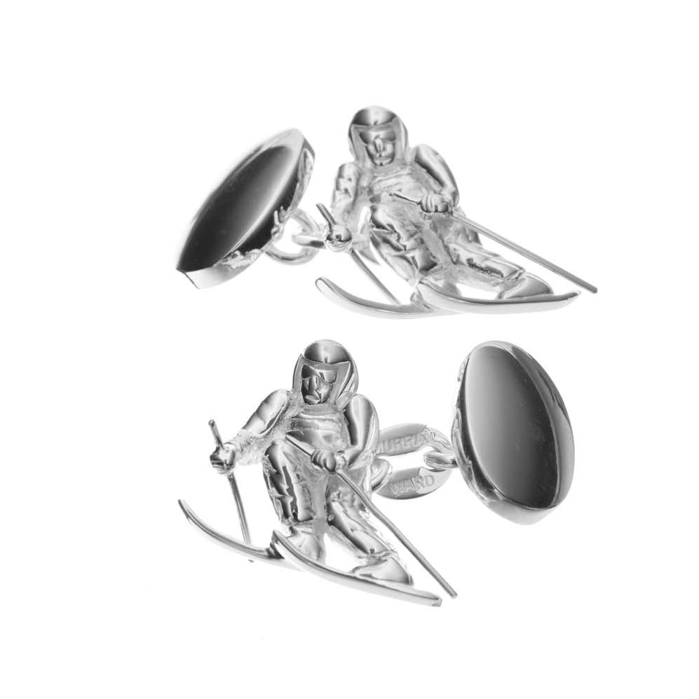 Sterling Silver Skier Cufflinks