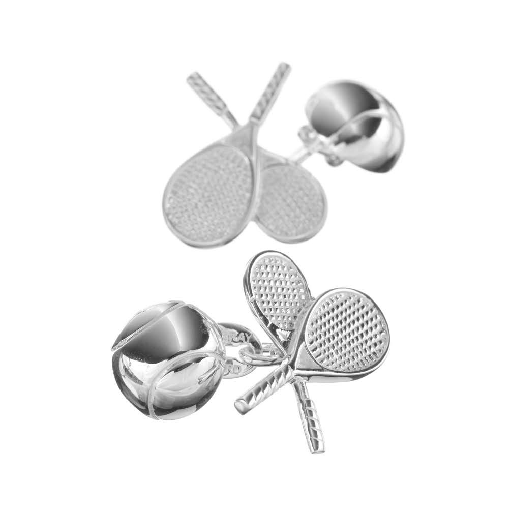 Sterling Silver Double Racket and Ball Cufflinks 