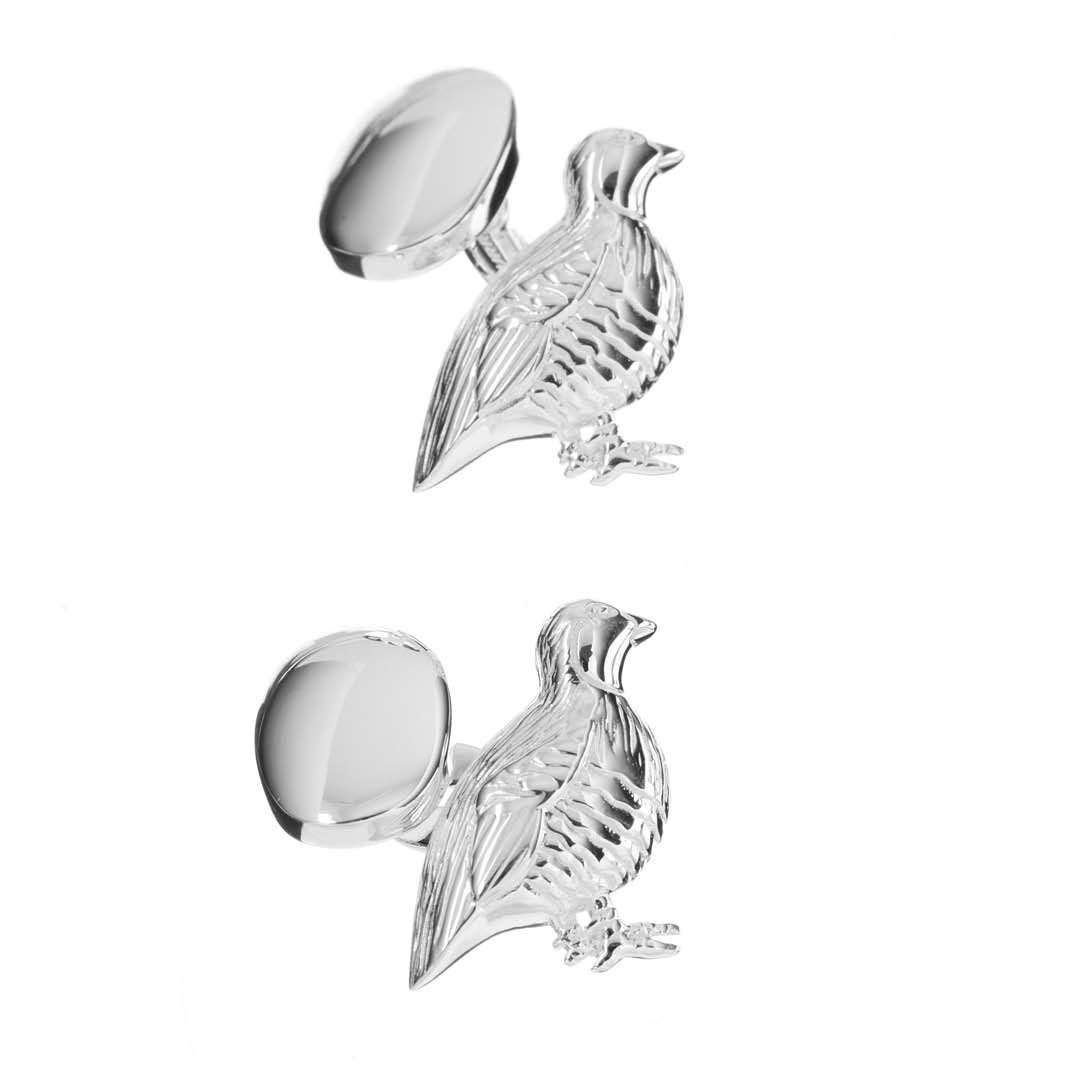 Sterling Silver Partridge Cufflinks