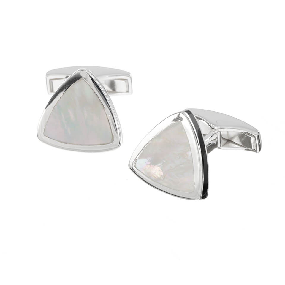 Sterling Silver Triangle Mother of Pearl Cufflinks