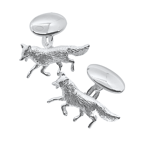 Sterling Silver Running Fox Cufflinks