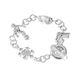 Sterling Silver Snowboarding Charm Bracelet