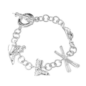 Sterling Silver Skiing Charm Bracelet