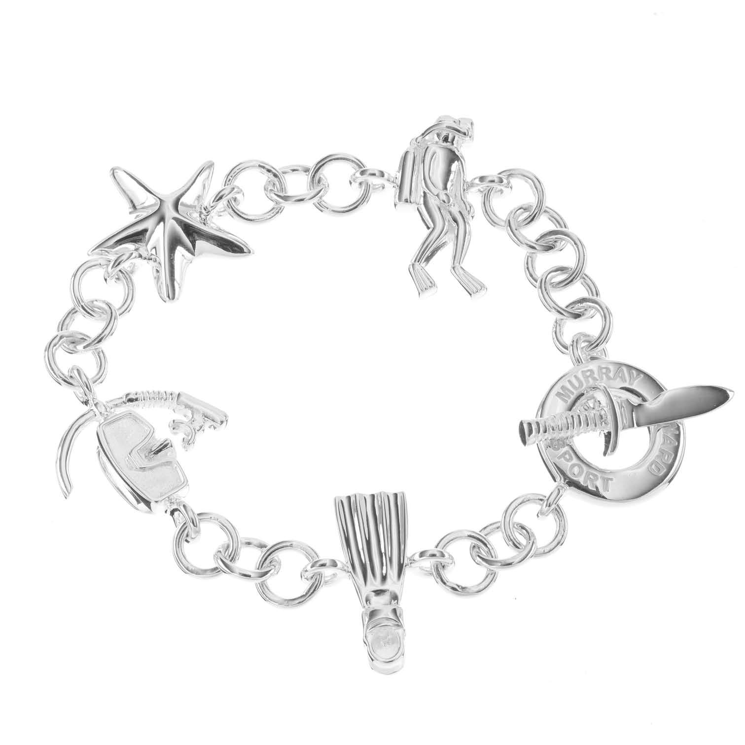 Sterling Silver Diving Charm Bracelet