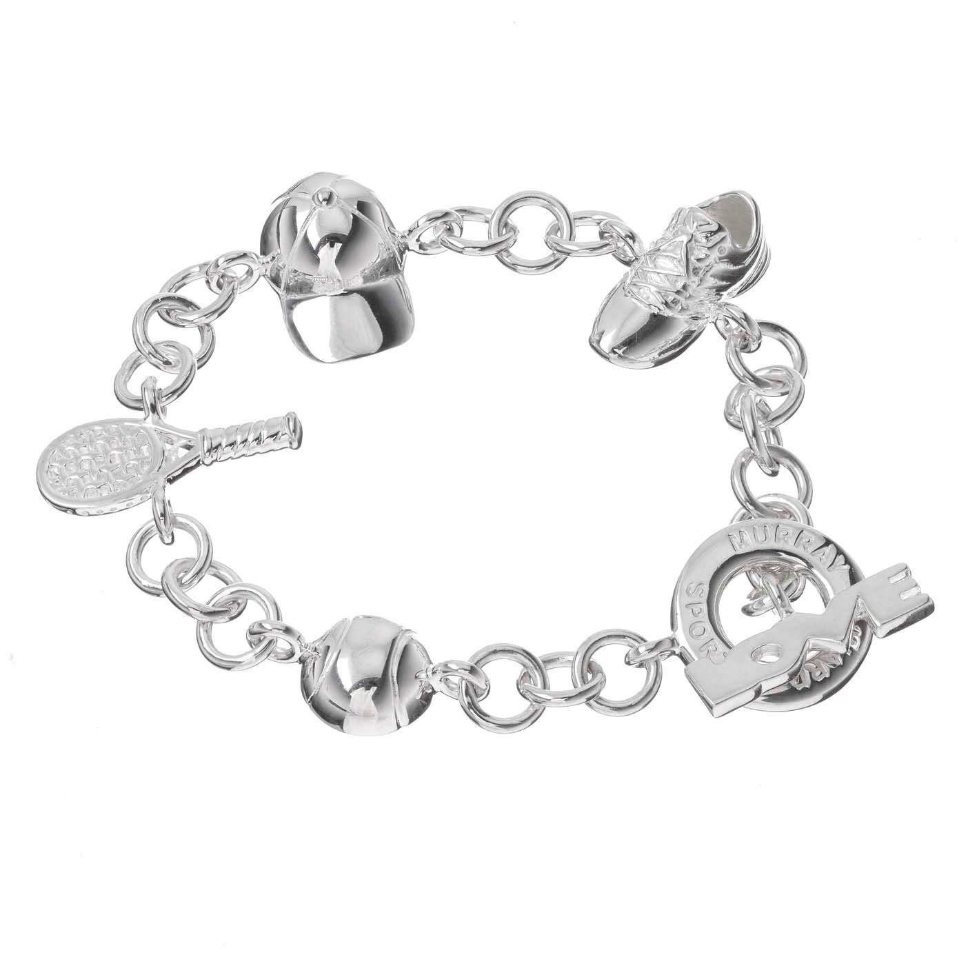 Sterling Silver Tennis Charm Bracelet