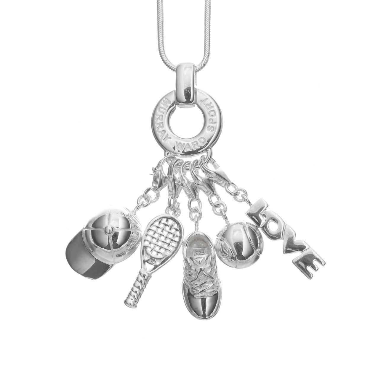 Sterling Silver Tennis Charm Necklace