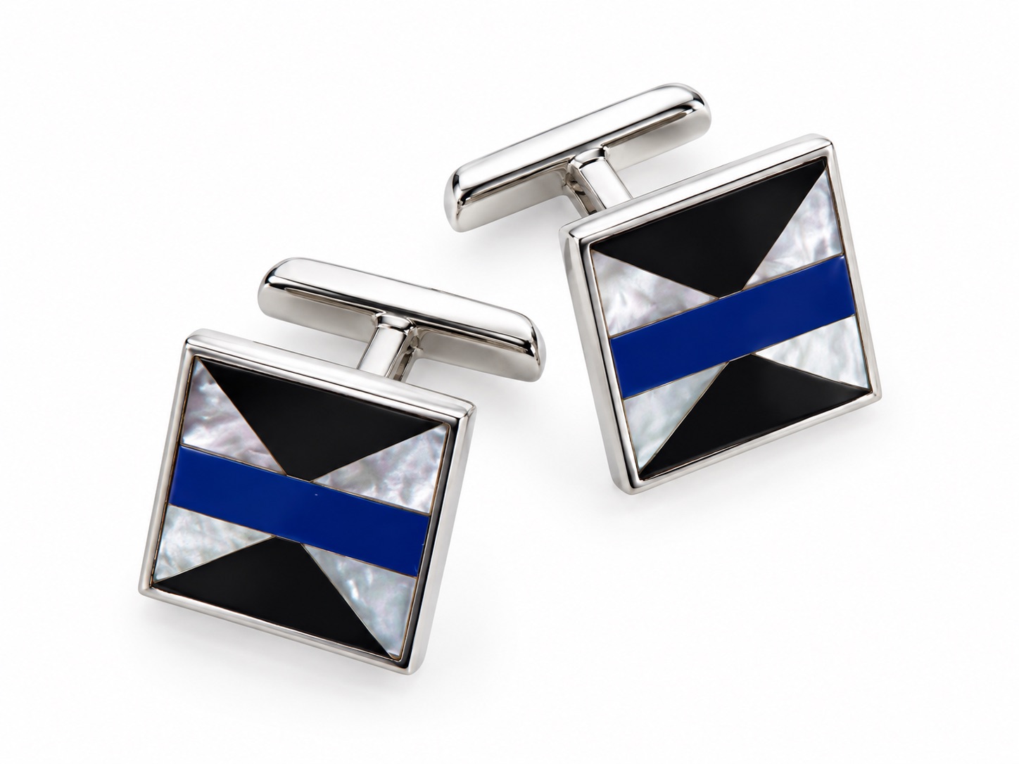 Mother of Pearl Onyx and Lapis Square Sterling Silver cufflinks Mother of Pearl Onyx and Lapis Square Sterling Silver cufflinks