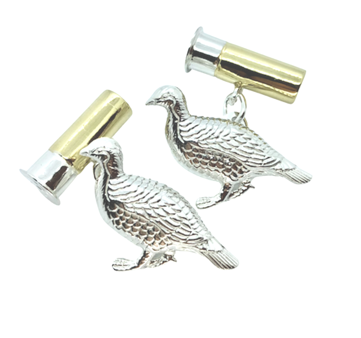 Gold on Sterling Silver Grouse Cufflinks