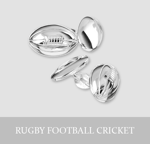 Sterling Silver Rugby, Football, Cricket Cufflinks and Jewellery